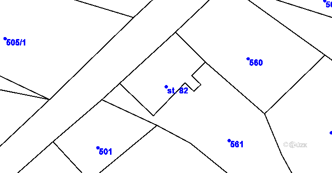 Parcela st. 82 v KÚ Valkeřice, Katastrální mapa