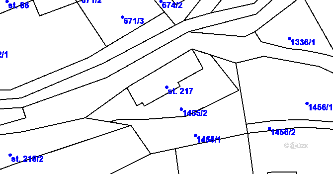 Parcela st. 217 v KÚ Valkeřice, Katastrální mapa