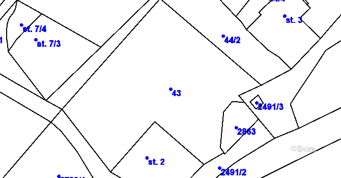 Parcela st. 43 v KÚ Valkeřice, Katastrální mapa