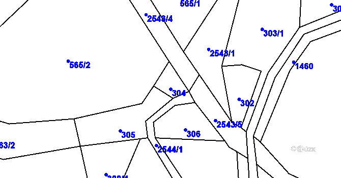 Parcela st. 304 v KÚ Valkeřice, Katastrální mapa