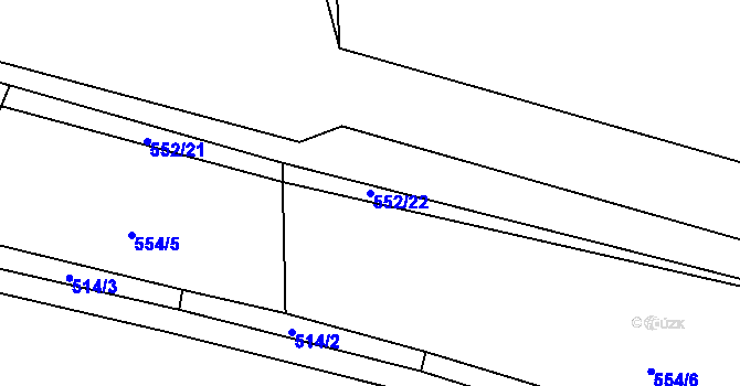 Parcela st. 552/22 v KÚ Valkeřice, Katastrální mapa