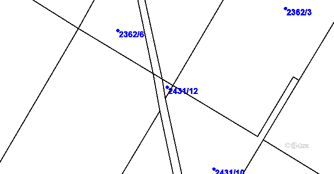 Parcela st. 2431/12 v KÚ Valkeřice, Katastrální mapa