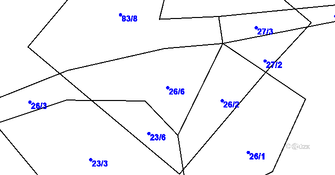 Parcela st. 26/6 v KÚ Valkeřice, Katastrální mapa