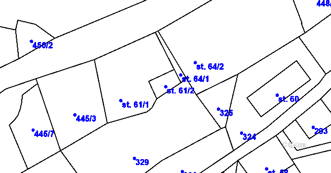 Parcela st. 61/2 v KÚ Valkeřice, Katastrální mapa