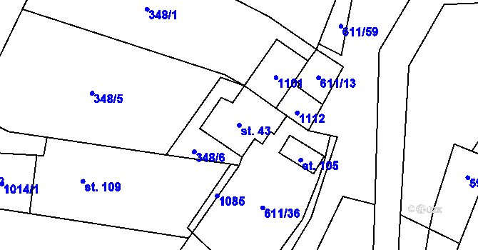Parcela st. 43 v KÚ Valšov, Katastrální mapa