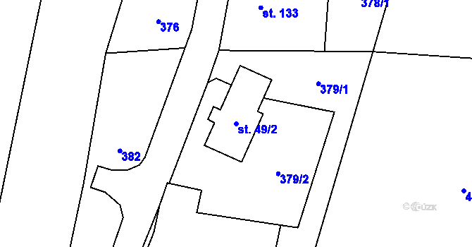 Parcela st. 49/2 v KÚ Valšov, Katastrální mapa