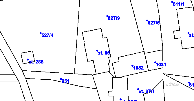Parcela st. 66 v KÚ Valšov, Katastrální mapa