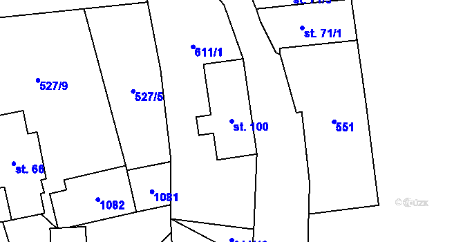 Parcela st. 100 v KÚ Valšov, Katastrální mapa