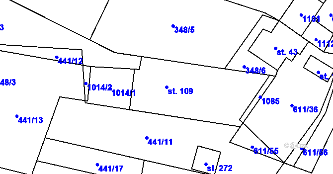 Parcela st. 109 v KÚ Valšov, Katastrální mapa