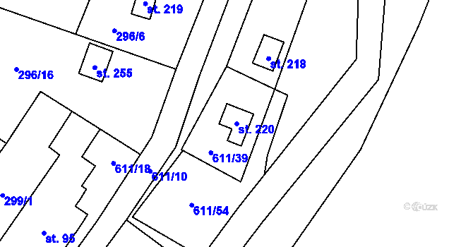 Parcela st. 220 v KÚ Valšov, Katastrální mapa