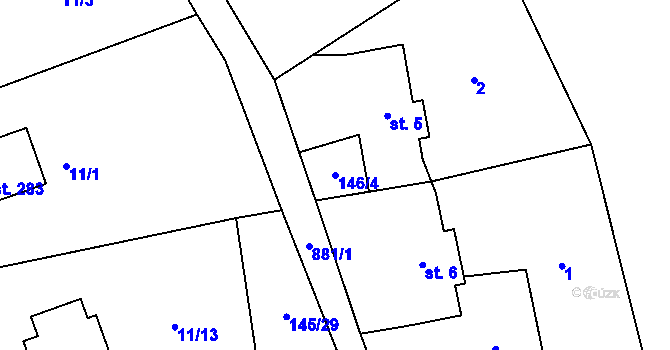 Parcela st. 146/4 v KÚ Valšov, Katastrální mapa
