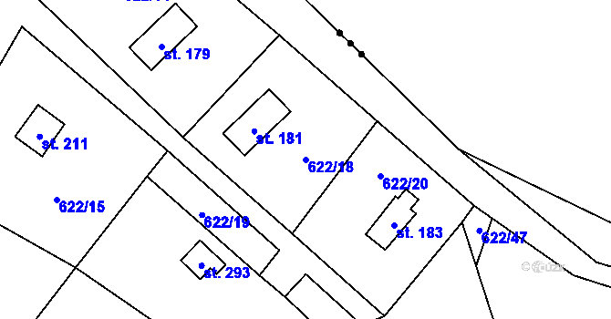 Parcela st. 622/18 v KÚ Valšov, Katastrální mapa
