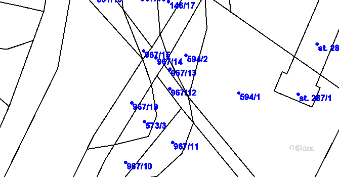 Parcela st. 967/12 v KÚ Valšov, Katastrální mapa