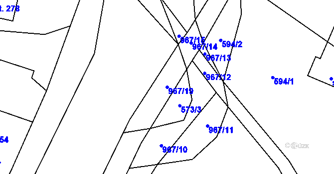 Parcela st. 967/19 v KÚ Valšov, Katastrální mapa