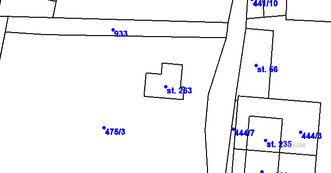 Parcela st. 263 v KÚ Valšov, Katastrální mapa