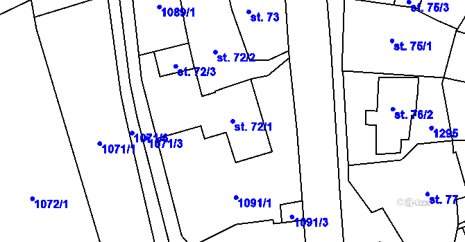 Parcela st. 72/1 v KÚ Valšovice, Katastrální mapa