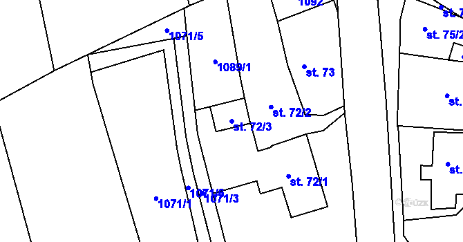 Parcela st. 72/3 v KÚ Valšovice, Katastrální mapa