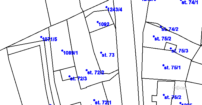 Parcela st. 73 v KÚ Valšovice, Katastrální mapa