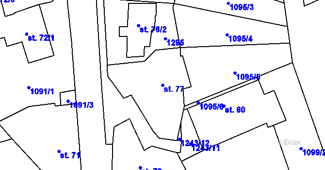 Parcela st. 77 v KÚ Valšovice, Katastrální mapa