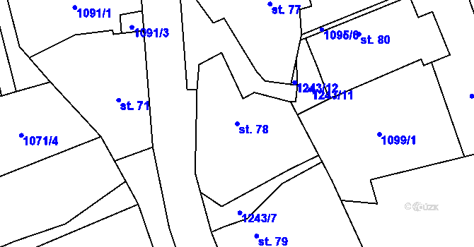 Parcela st. 78 v KÚ Valšovice, Katastrální mapa