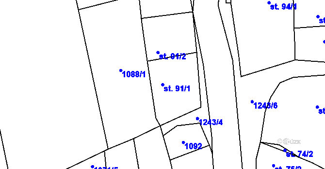 Parcela st. 91/1 v KÚ Valšovice, Katastrální mapa