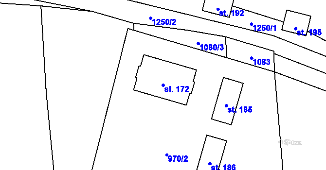 Parcela st. 172 v KÚ Valšovice, Katastrální mapa
