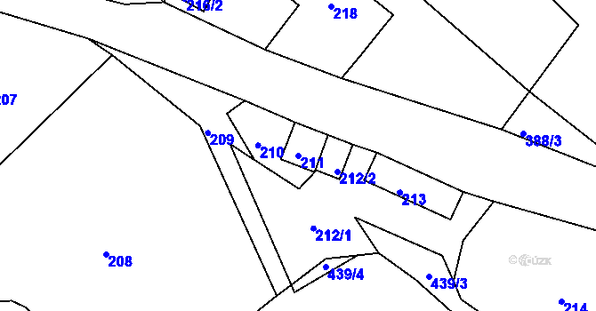 Parcela st. 211 v KÚ Valteřice u Žandova, Katastrální mapa