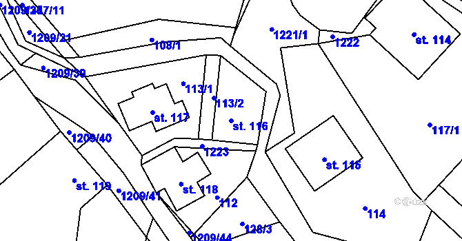 Parcela st. 116 v KÚ Valteřice v Krkonoších, Katastrální mapa