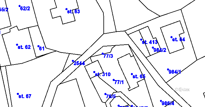 Parcela st. 77/3 v KÚ Valteřice v Krkonoších, Katastrální mapa