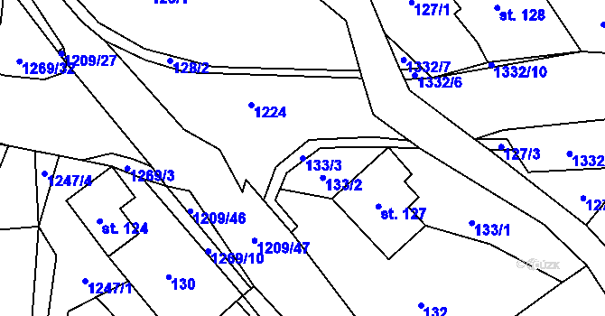 Parcela st. 133/3 v KÚ Valteřice v Krkonoších, Katastrální mapa