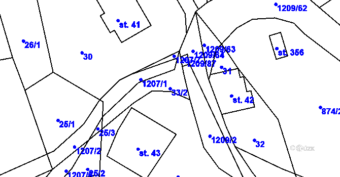 Parcela st. 33/2 v KÚ Valteřice v Krkonoších, Katastrální mapa