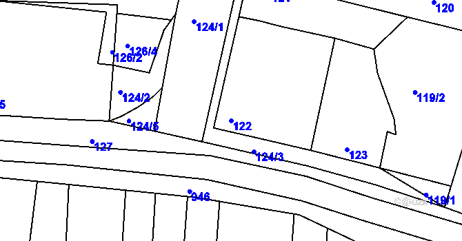Parcela st. 122 v KÚ Úvaly u Valtic, Katastrální mapa