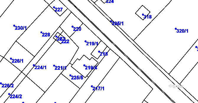 Parcela st. 218 v KÚ Úvaly u Valtic, Katastrální mapa