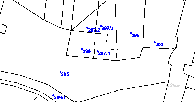 Parcela st. 297/1 v KÚ Úvaly u Valtic, Katastrální mapa
