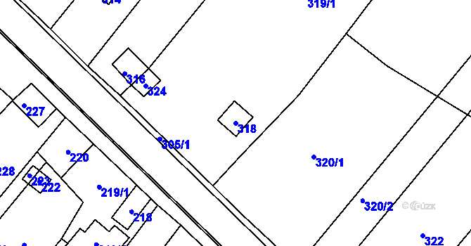 Parcela st. 318 v KÚ Úvaly u Valtic, Katastrální mapa