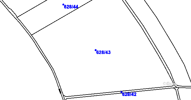 Parcela st. 628/43 v KÚ Úvaly u Valtic, Katastrální mapa