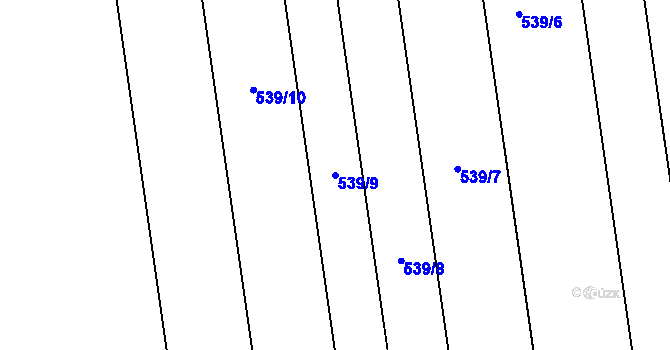 Parcela st. 539/9 v KÚ Úvaly u Valtic, Katastrální mapa