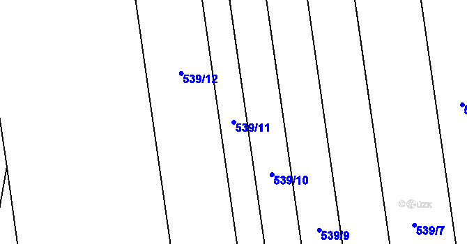 Parcela st. 539/11 v KÚ Úvaly u Valtic, Katastrální mapa