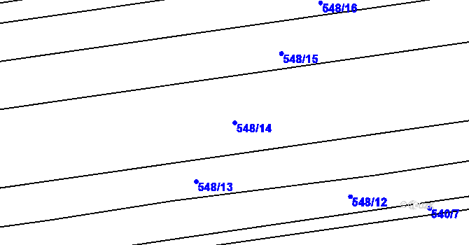 Parcela st. 548/14 v KÚ Úvaly u Valtic, Katastrální mapa