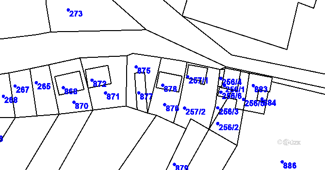 Parcela st. 878 v KÚ Úvaly u Valtic, Katastrální mapa