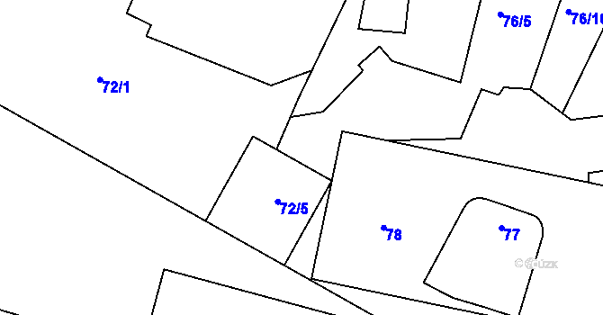 Parcela st. 76/4 v KÚ Úvaly u Valtic, Katastrální mapa
