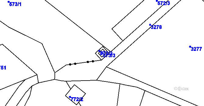 Parcela st. 573/3 v KÚ Úvaly u Valtic, Katastrální mapa
