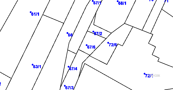 Parcela st. 67/6 v KÚ Úvaly u Valtic, Katastrální mapa