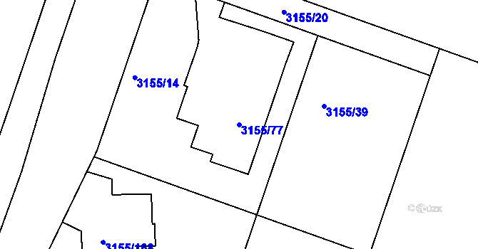 Parcela st. 3155/77 v KÚ Valtice, Katastrální mapa