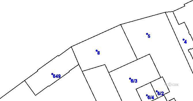 Parcela st. 8 v KÚ Valtice, Katastrální mapa