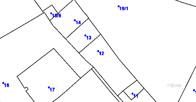 Parcela st. 12 v KÚ Valtice, Katastrální mapa
