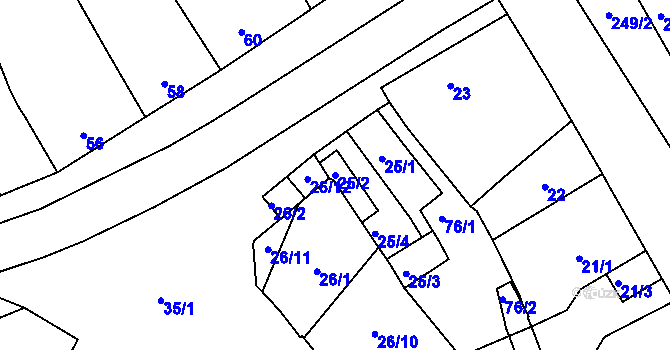 Parcela st. 25/2 v KÚ Valtice, Katastrální mapa