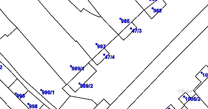 Parcela st. 47/4 v KÚ Valtice, Katastrální mapa