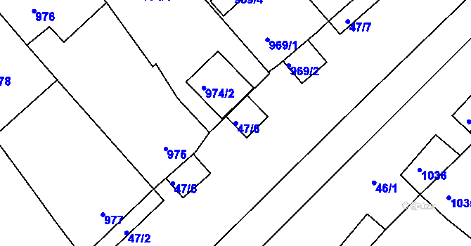 Parcela st. 47/6 v KÚ Valtice, Katastrální mapa