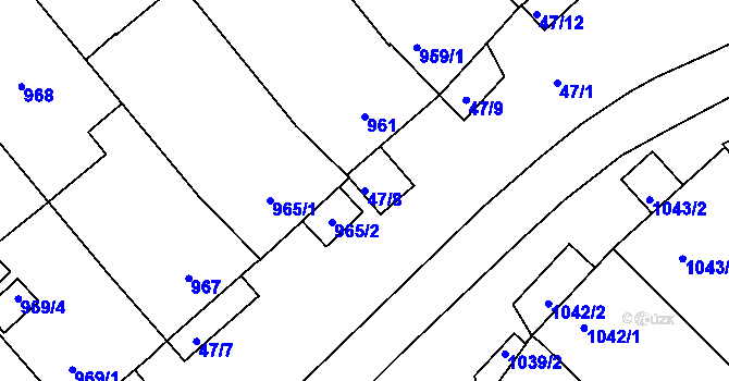 Parcela st. 47/8 v KÚ Valtice, Katastrální mapa